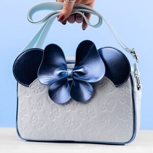 Loungefly Minnie Mouse Blue Butterfly and White Crossbody Bag Exclusive